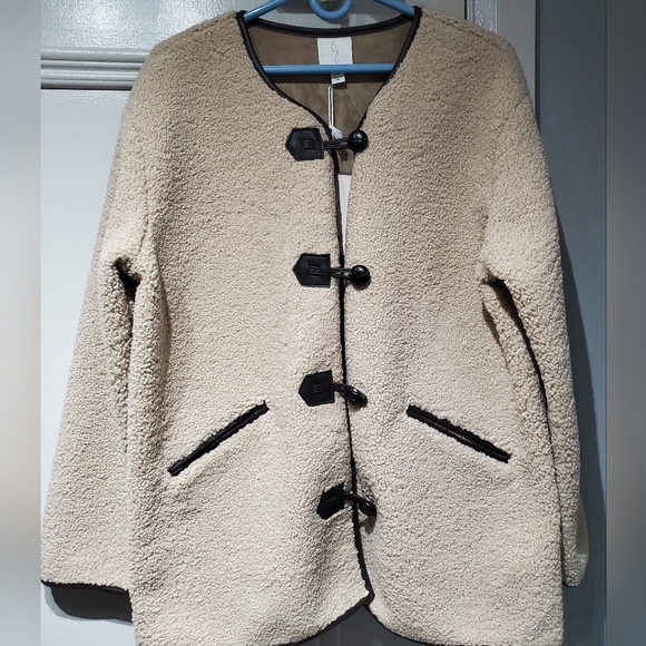 JOIE- SHERPA FAUX FUR DUFFLE COAT - Picture 1 of 6